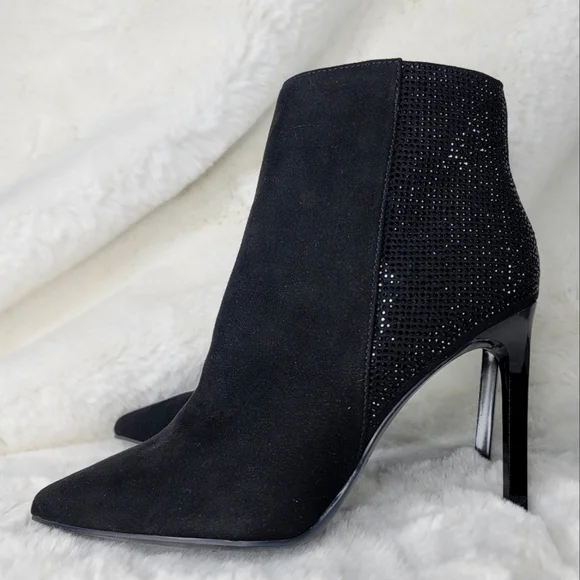 NINE WEST NWT Booties Boots Woman's Heels Suede Black Stone authentic designer - Picture 4 of 15